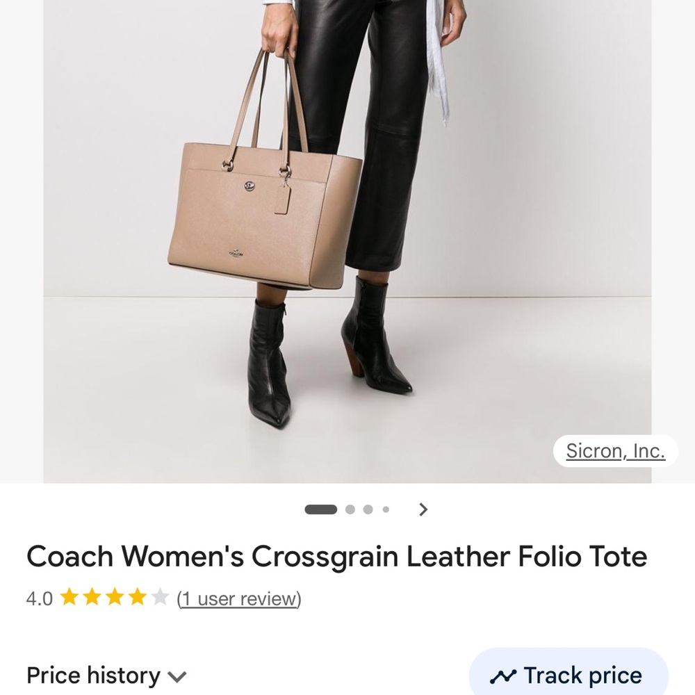 Coach Taupe Crossgrain Leather Tote with Double Top Handles